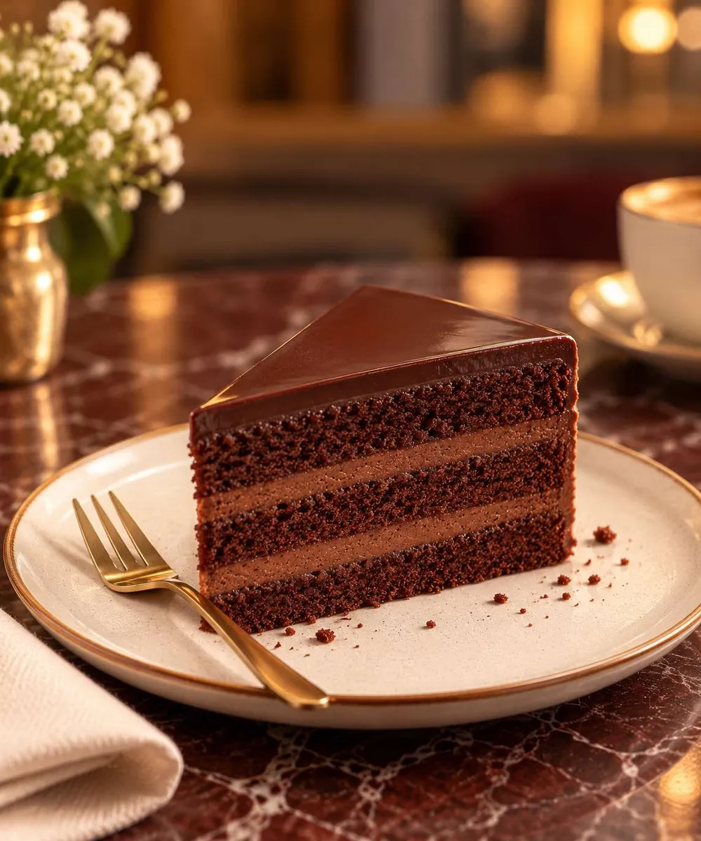 Rezina klasične čokoladne torte z več plastmi biskvita in kreme