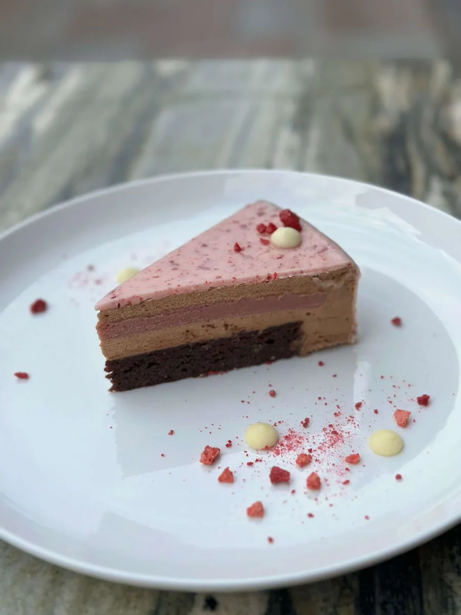 Rezina malinove torte s čokoladnim biskvitom